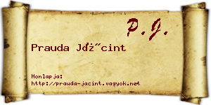 Prauda Jácint névjegykártya